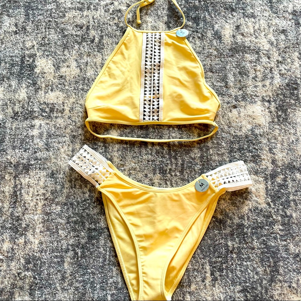 Forever21 Yellow bathing suit set (top: small; bottom: medium)